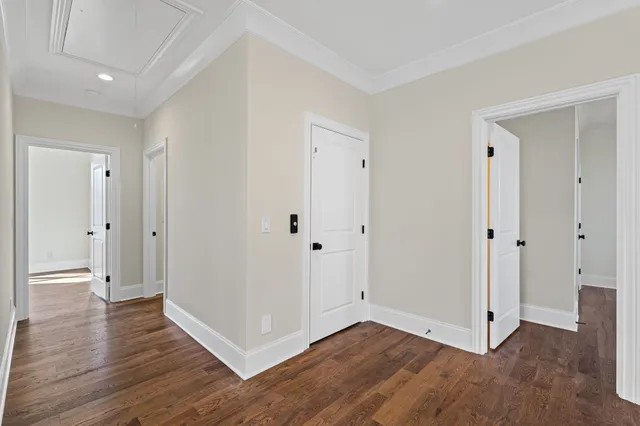 a view of a room with racks on the wall