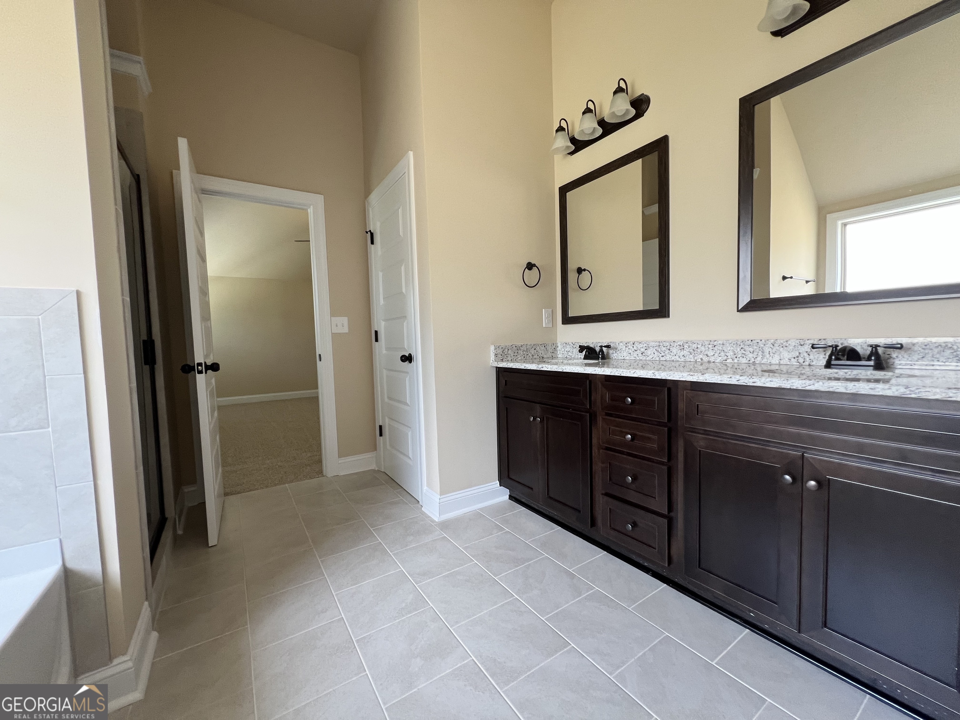341 Homestead Circle Forsyth, GA 31029 - Photo 20 of 38 a spacious bathroom with a granite countertop sink mirror and a