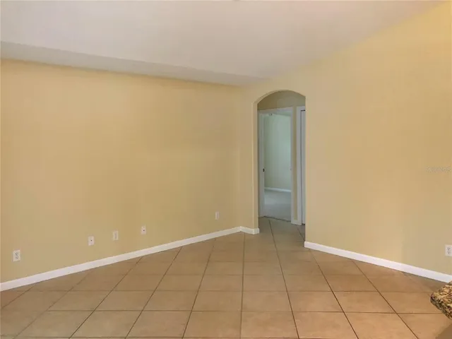 an empty room with a door