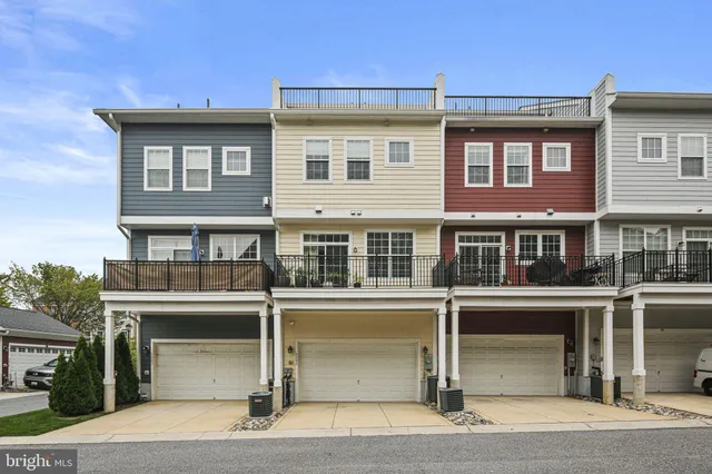 a front view of a multi story building