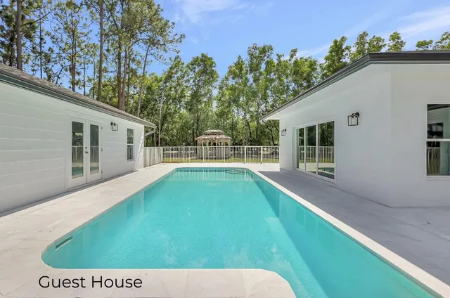 a view of a backyard with a garden