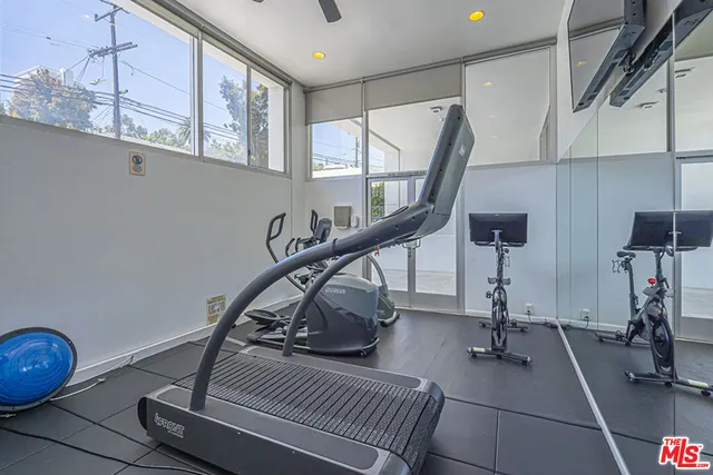 a room with gym equipment
