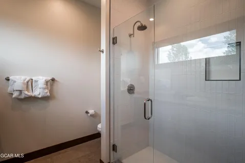 a bathroom with a shower