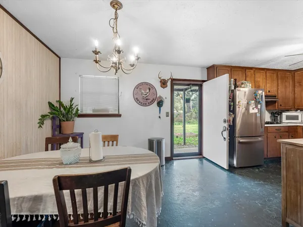 a view of a chairs in a room