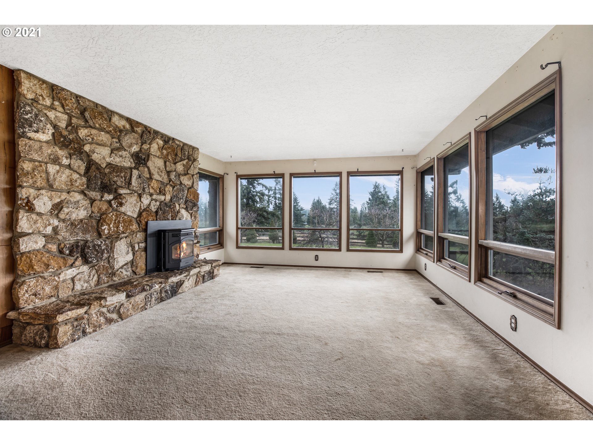 17092 South Carus Road Beavercreek, OR 97004 - Photo 12 of 32 a view of an empty room with a fireplace and a window