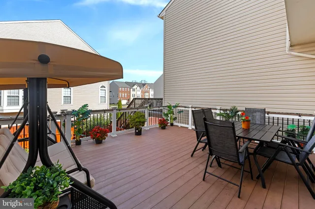 an outdoor space with furniture