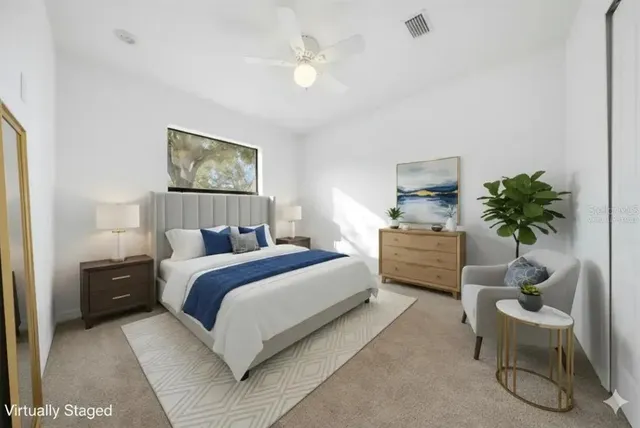 an empty room that has a window in it