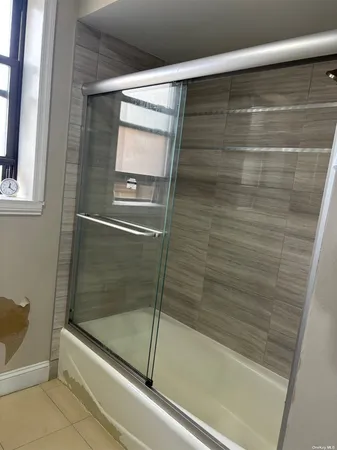 a bathroom with a bathtub