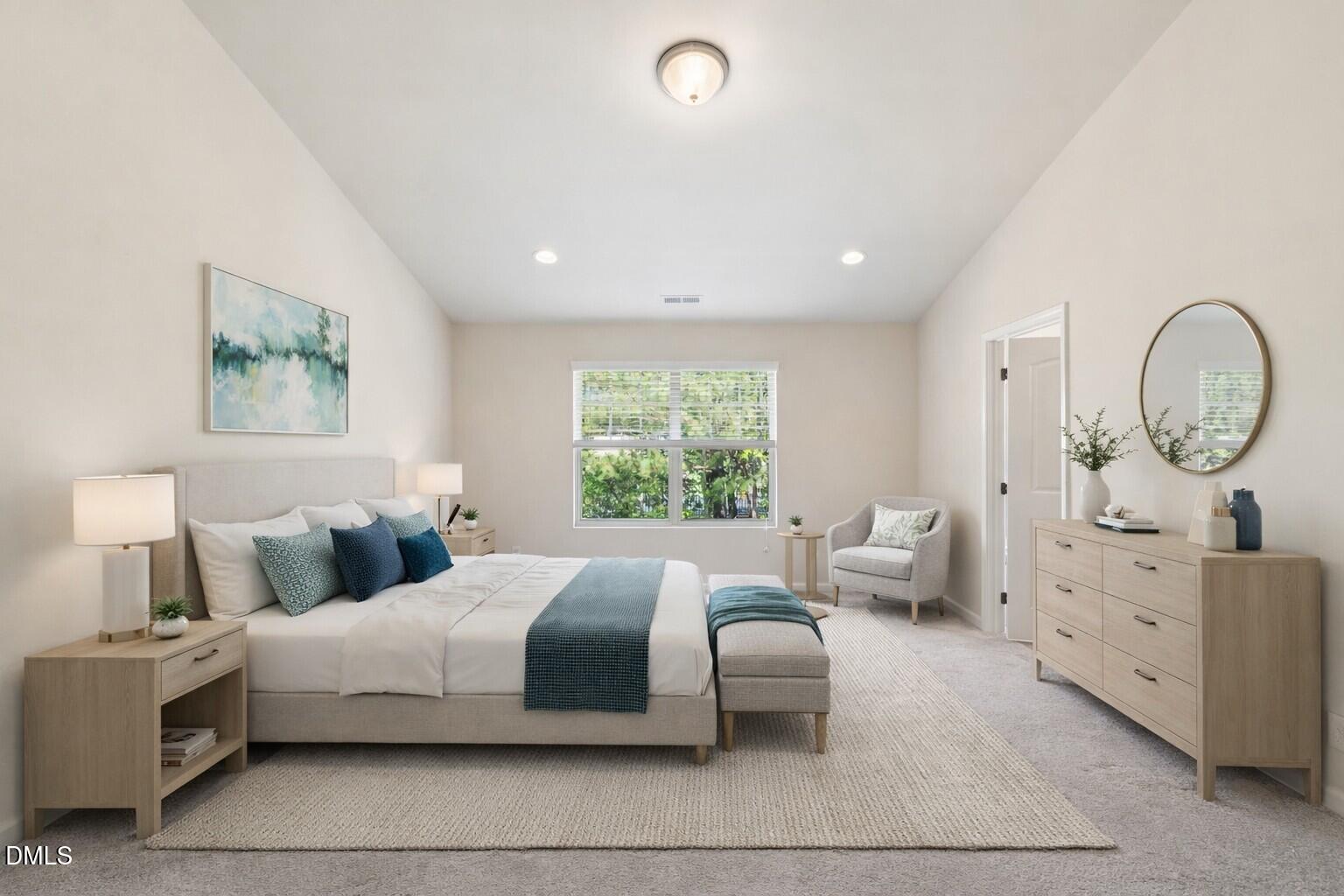 110 Marsena Lane Cary, NC 27513 - Photo 4 of 46 a bedroom with bed and a large window