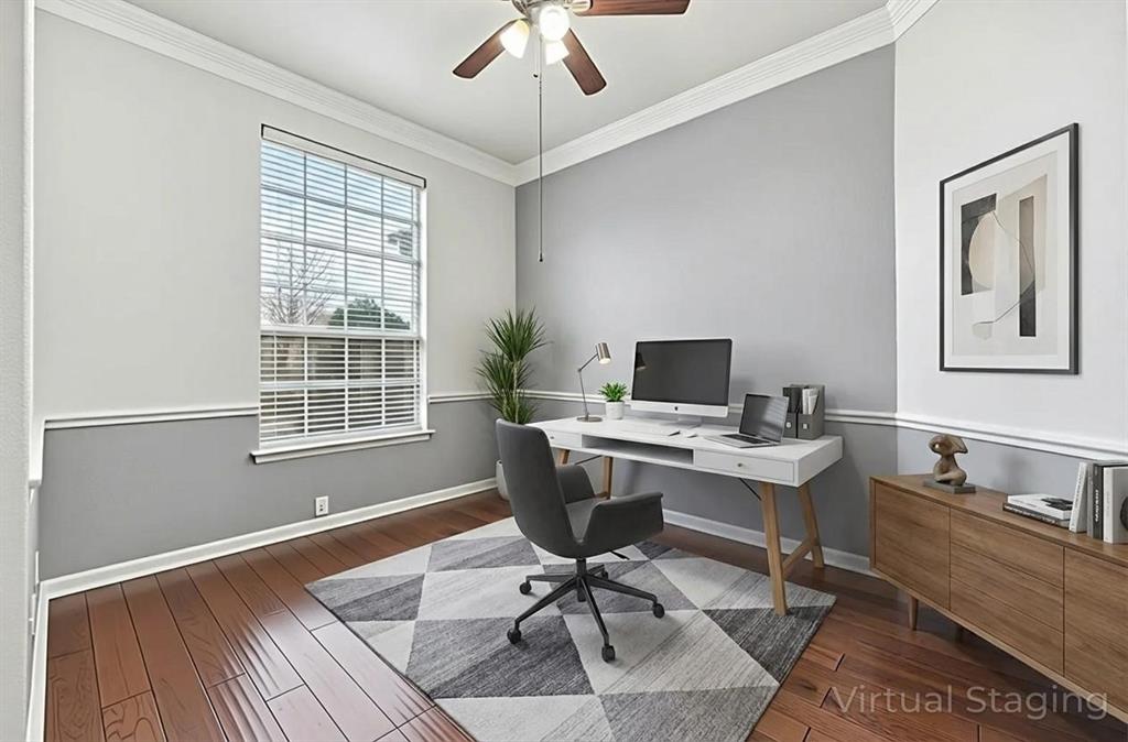 1801 Rim Rock Trail Mansfield, TX 76063 - Photo 25 of 40 a workspace with furniture hardwood and a window