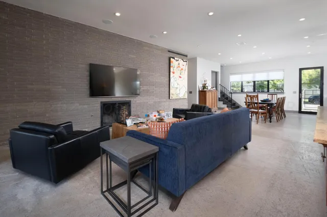 a view of a dining area with furniture window and outside view