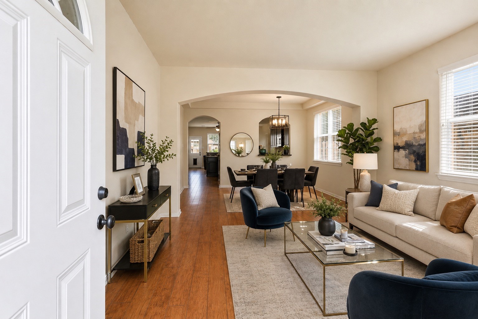 8234 Nagy Hill Street Spring, TX 77379 - Photo 6 of 32 Virtually staged photo. This rendering showcases the Formal living potential as a stylish living and dining space. Furniture and décor are digitally added and are not included with the property.