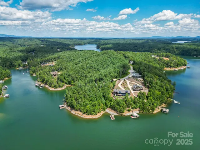 a view of a lake with a big yard
