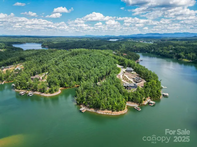 a view of a lake with green space