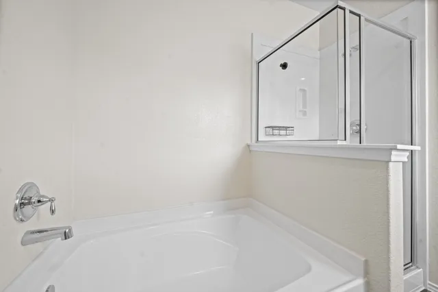 a bathroom with a bathtub