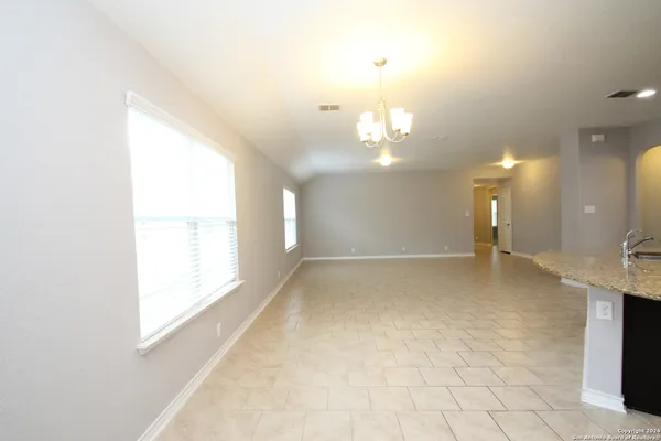 a view of a livingroom with a chandelier