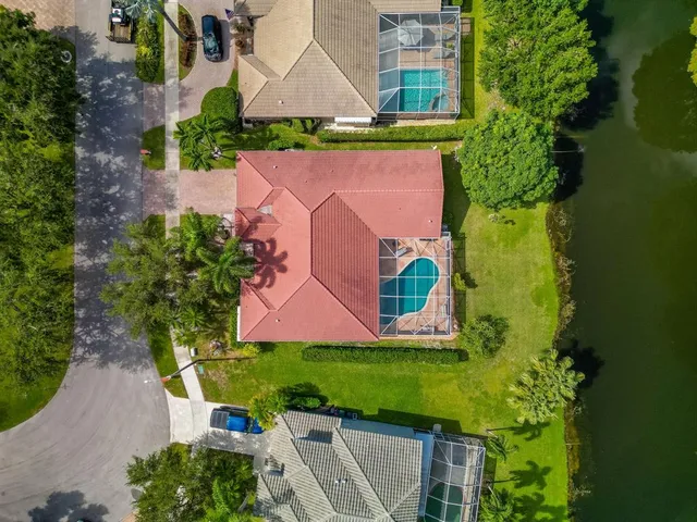 an aerial view of a house
