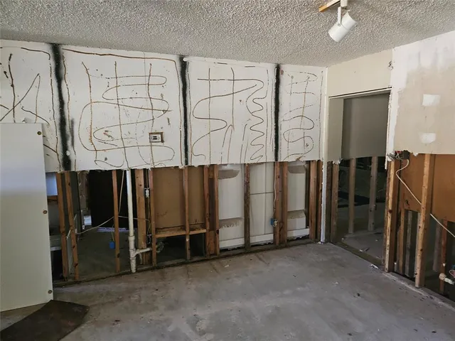 a view of a garage with furniture