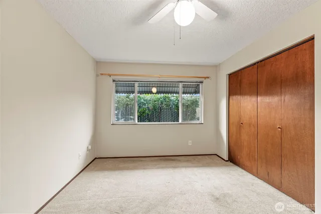 an empty room with closet