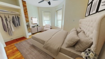 7 Mark Street, Unit 1 Boston, MA 02130 - Photo 7 of 12 a spacious bedroom with a bed a couch and a window