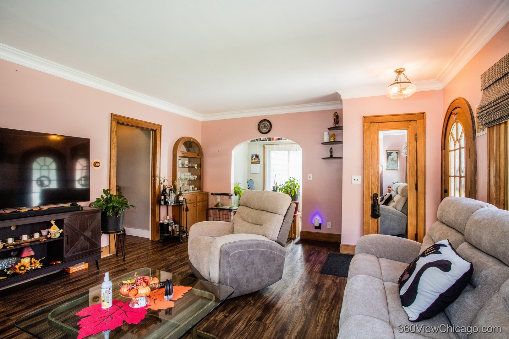 6308 Main Street Union, IL 60180 - Photo 4 of 39 a living room with furniture a flat screen tv and a fireplace