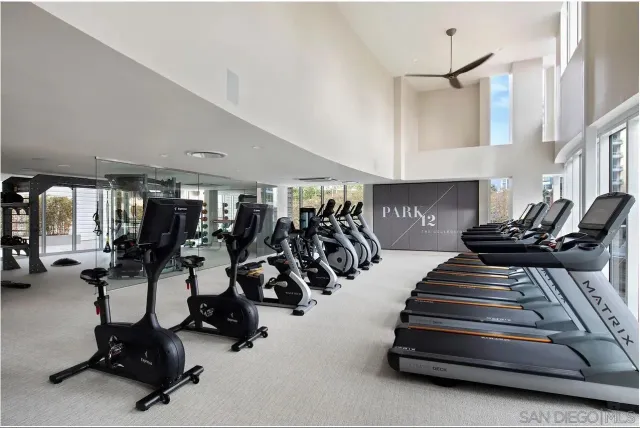 a view of a room with gym equipment