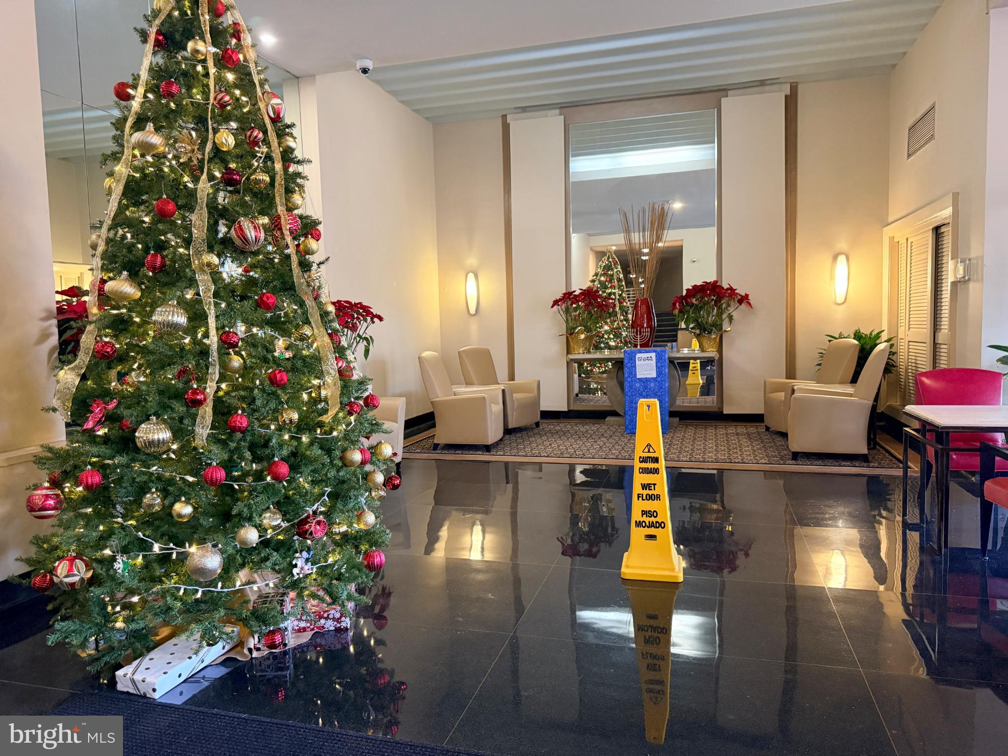 2500 Q Street Northwest, Unit 529 Washington, DC 20007 - Photo 24 of 29 Festive lobby adorned for the holidays.