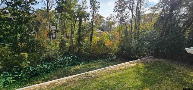 a backyard of a house with lots of green space