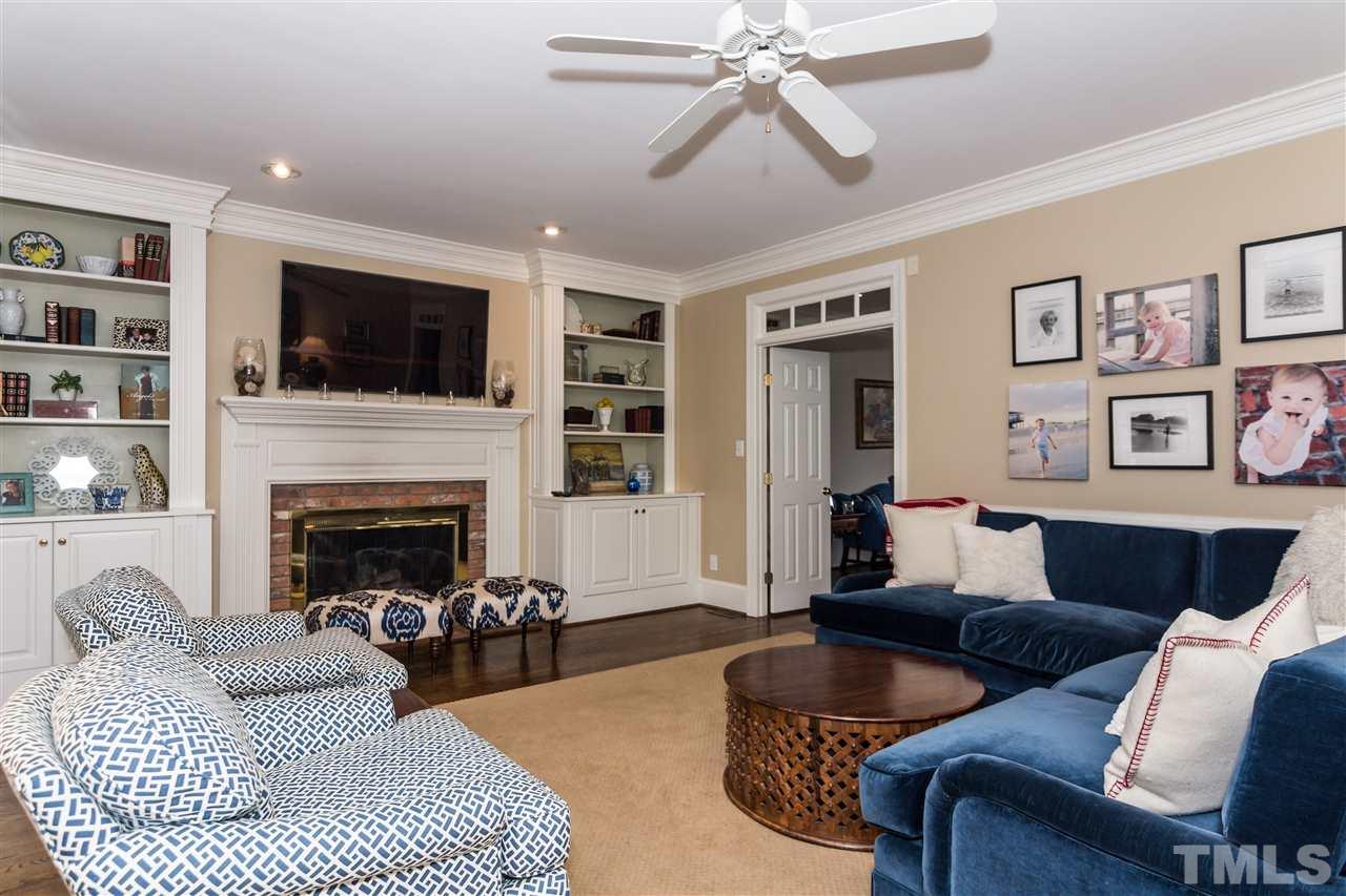 1712 Craig Street Raleigh, NC 27608 - Photo 10 of 25 a living room with furniture a flat screen tv and a fireplace