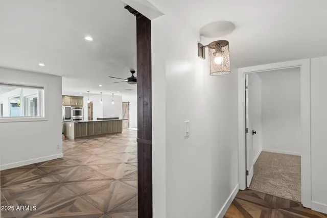 a view of a swimming pool and an outdoor space