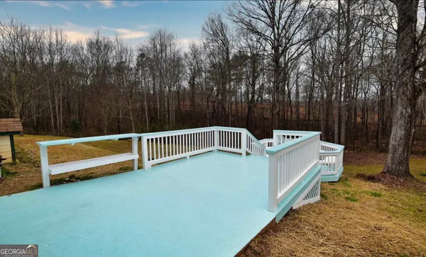 a view of a deck with a patio