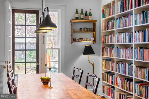 a book room with shelves in it