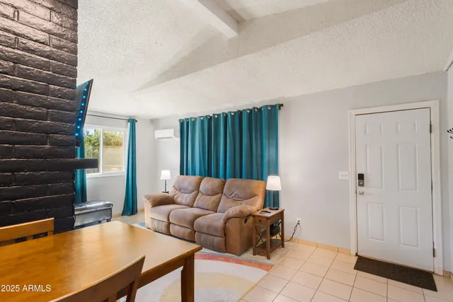 an outdoor space with seating