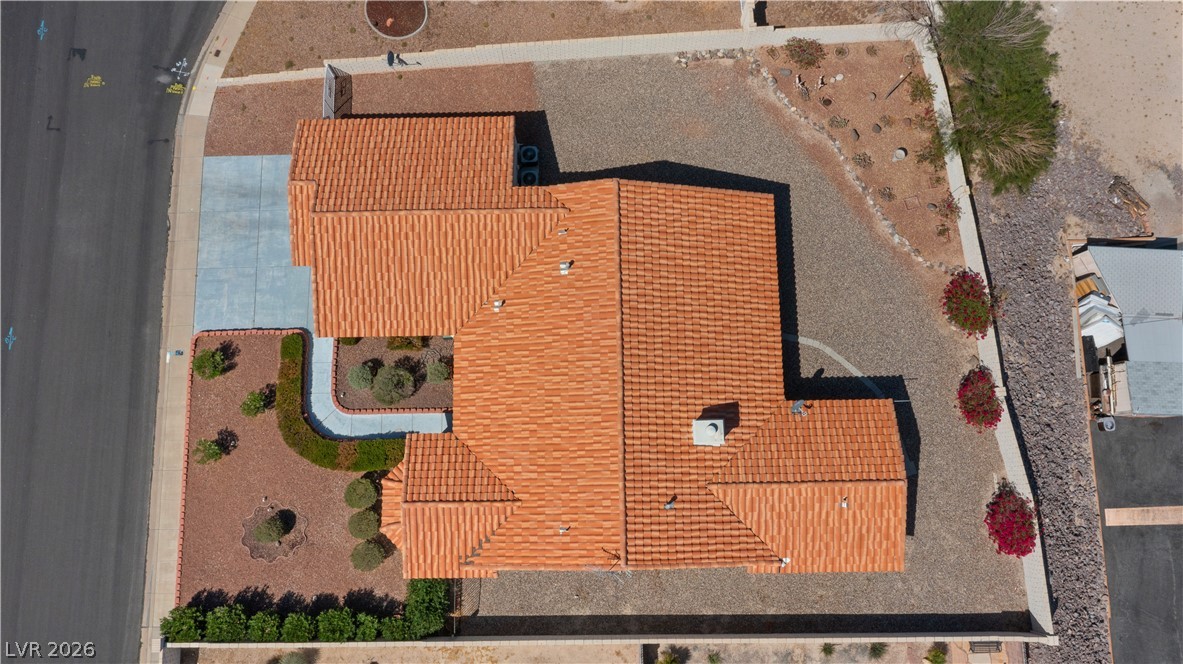2055 Cholla Way Laughlin, NV 89029 - Photo 82 of 87 An aerial perspective reveals the well-maintained landscaping and distinctive tile roof of this property.