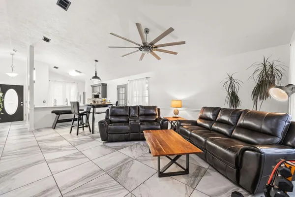 a living room with furniture