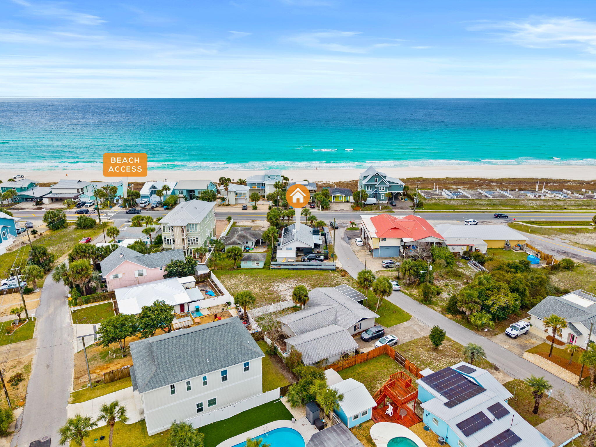 17826 Front Beach Road Panama City Beach, FL 32413 - Photo 32 of 34 an aerial view of residential houses with outdoor space