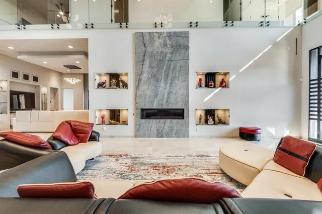 a living room with furniture and a couch