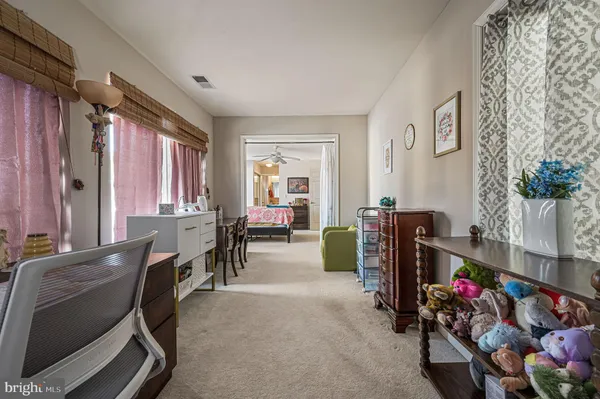 a room with furniture and a potted plant