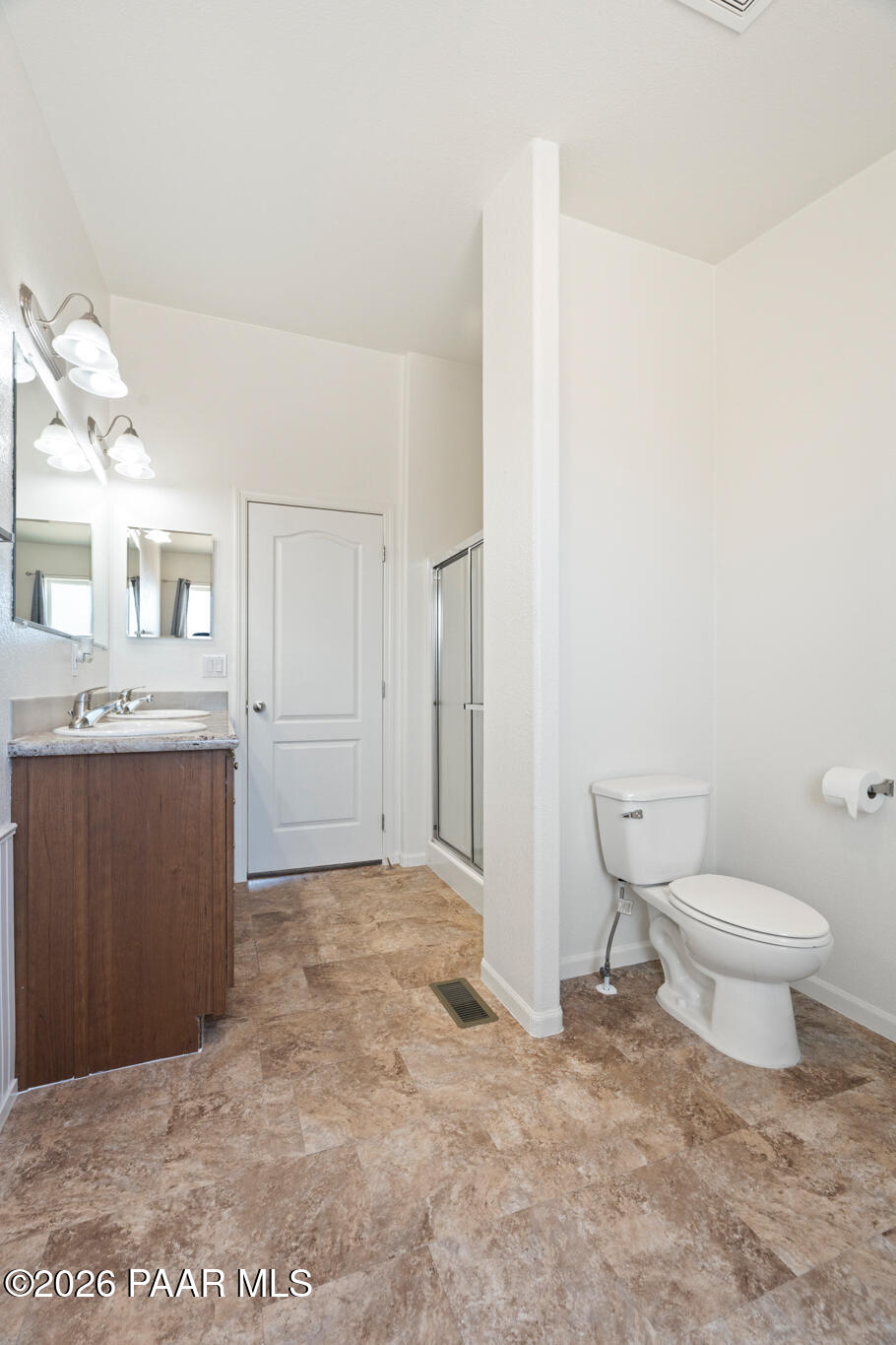 575 Ranch House Road Paulden, AZ 86334 - Photo 15 of 36 a bathroom with a granite countertop sink mirror vanity and toilet