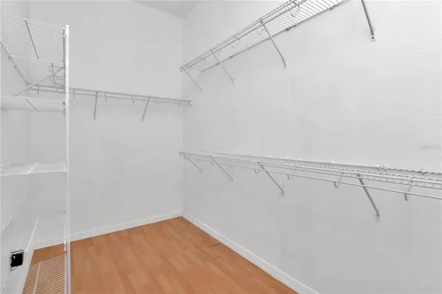 a view of a room with racks on the wall