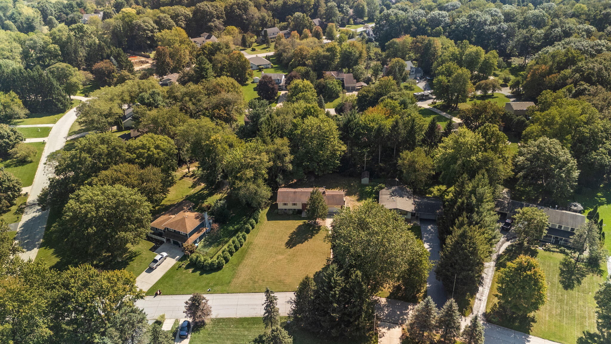 586 Fargo Road Westville, IN 46391 - Photo 35 of 40 an aerial view of residential house with outdoor space and trees all around