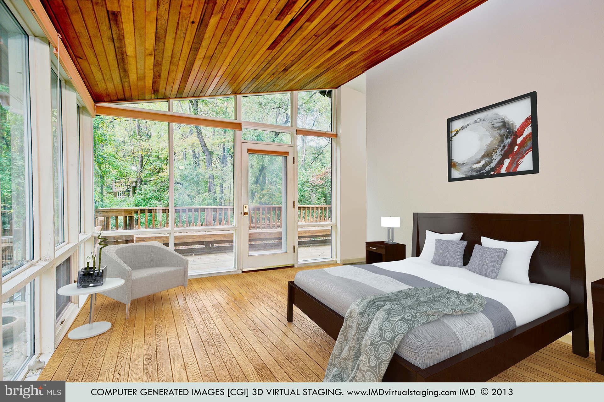 7308 Stafford Road Alexandria, VA 22307 - Photo 5 of 30 a bedroom with a bed and a large window with outer view