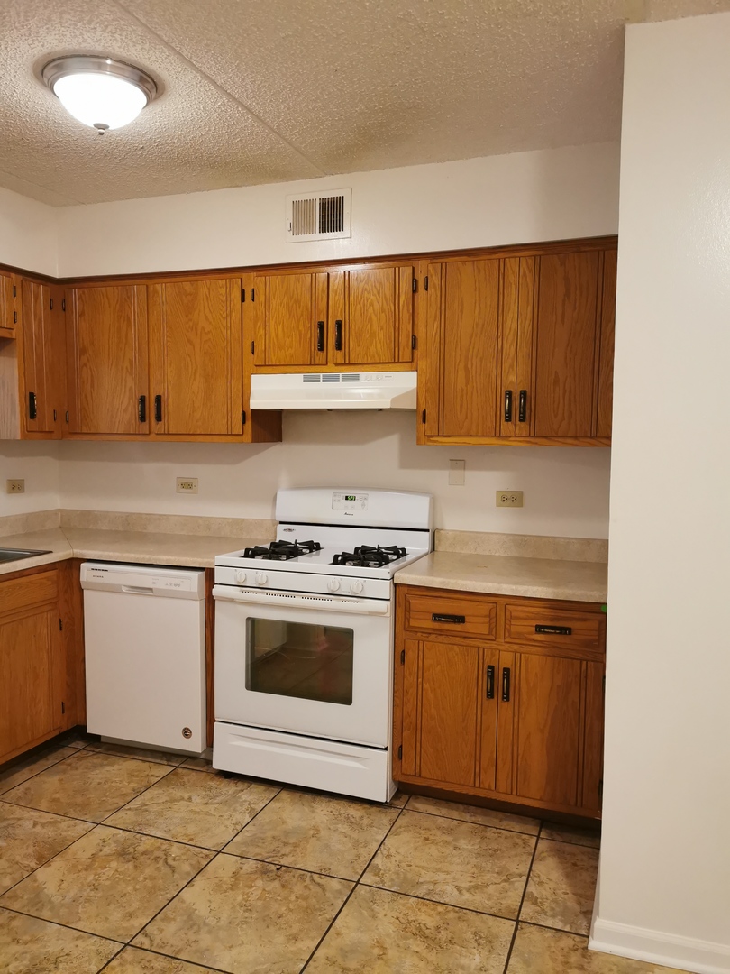 1424 Rock Run Drive, Unit B1 Crest Hill, IL 60403 - Photo 8 of 14 a kitchen with a stove sink and cabinets