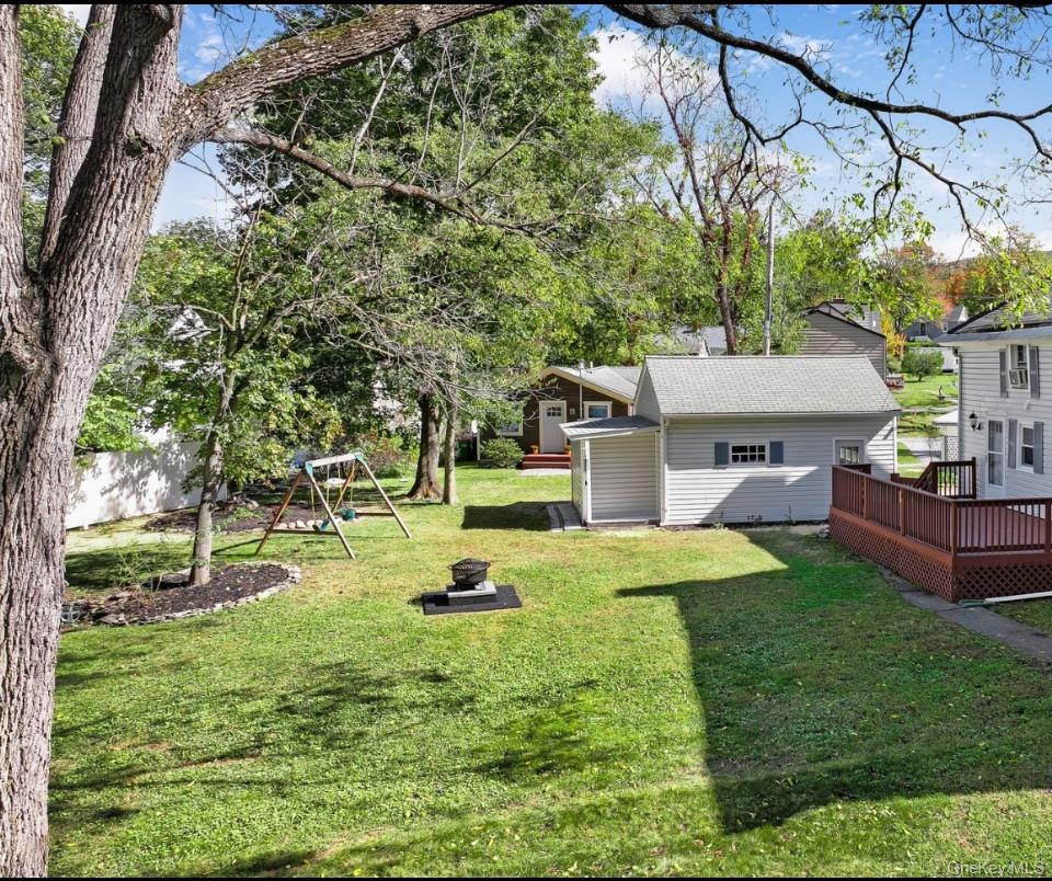 32 Old Glenham Road Beacon, NY 12508 - Photo 48 of 50 a view of a backyard with table and chairs under an umbrella