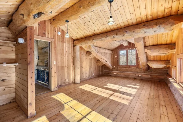 a view of an empty room with a closet