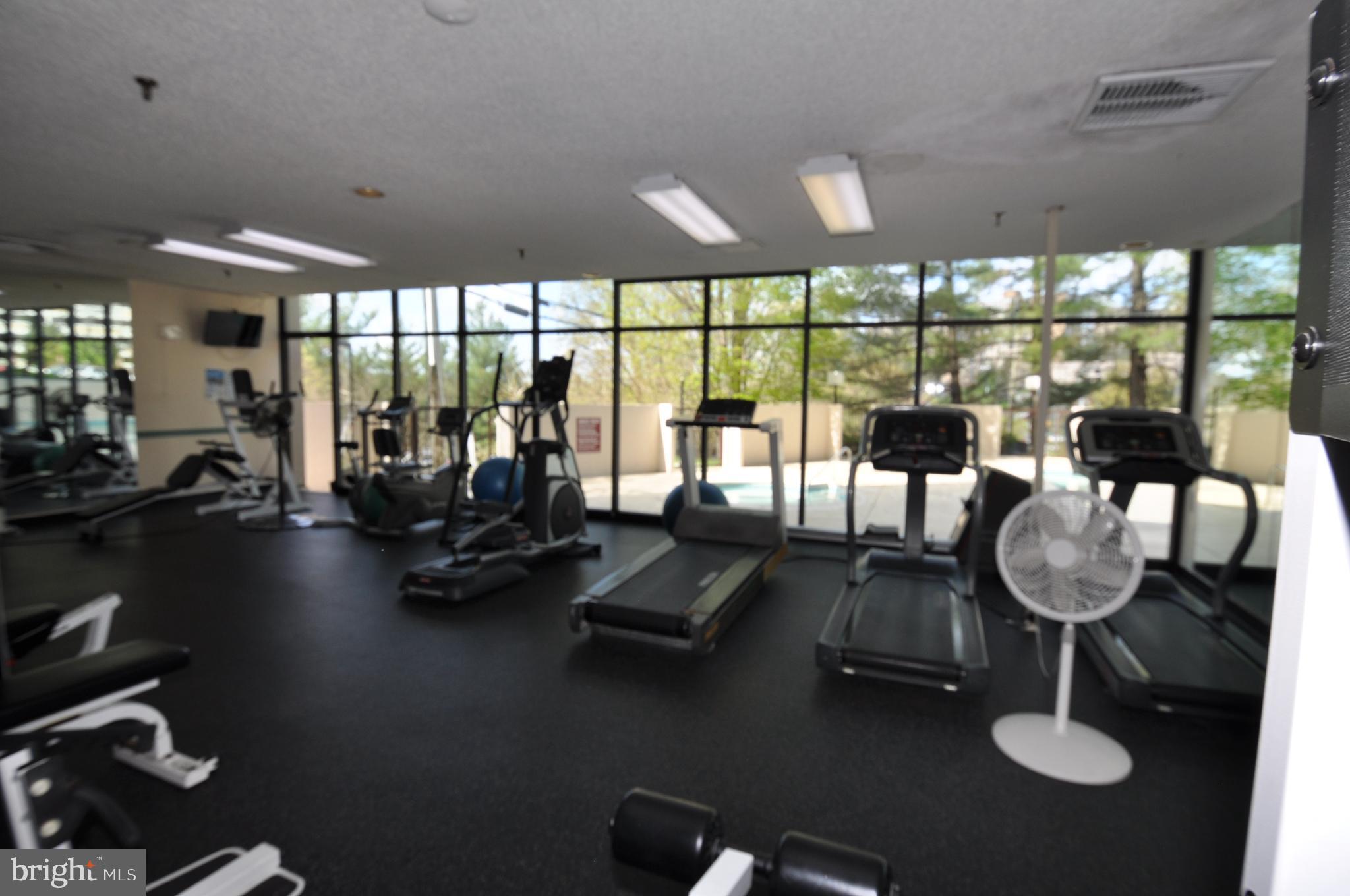 5911 Edsall Road, Unit 403 Alexandria, VA 22304 - Photo 22 of 29 a room with gym equipment and large windows