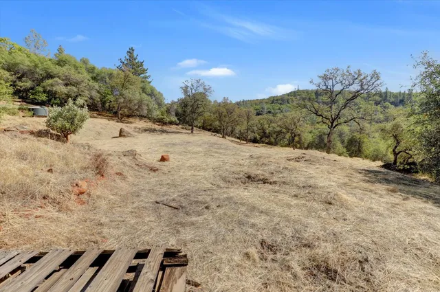 a view of a backyard of the house