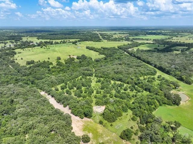 a view of a green field with an ocean