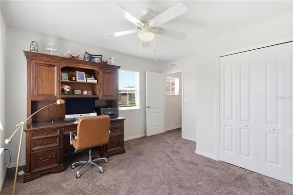 a workspace with furniture