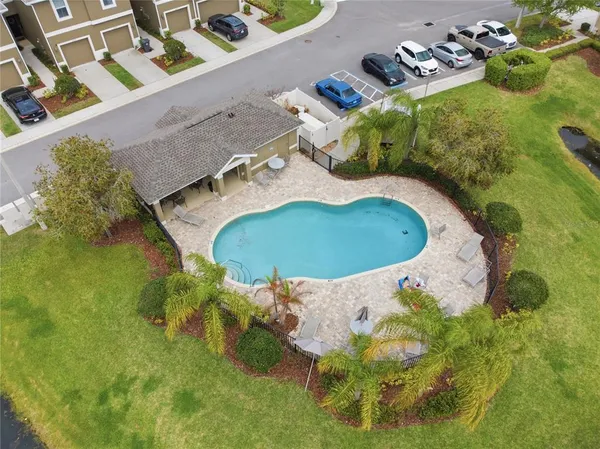 an aerial view of a house